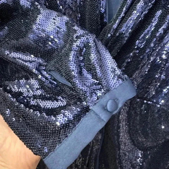 By Anthropologie Twist-Front Sequin Dress Size 22 Cocktail V-Neck Disco - Picture 9 of 14